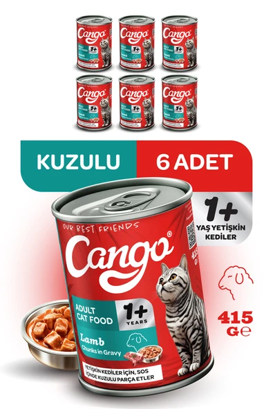 Cango Yetişkin Yaş Kedi Maması Kuzu Etli 415Gr 6Lı ürün görseli 1
