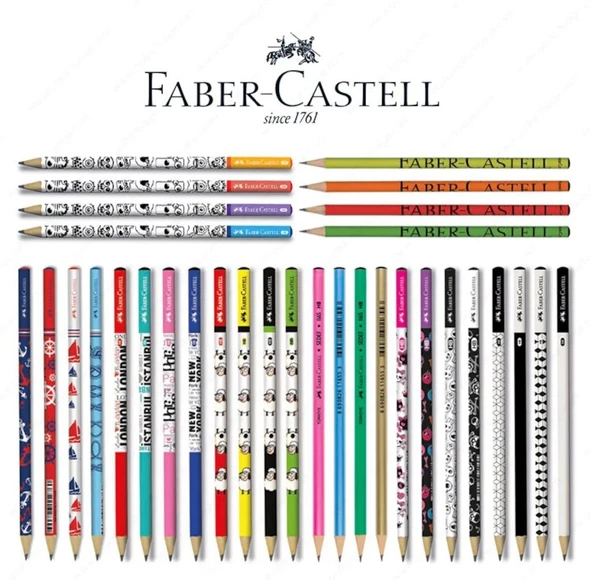 Sırımsı Faber Castel Lüx Mercanlı Karışık Yuvarlak Kurşun Kalem 12 Adet ürün görseli 1
