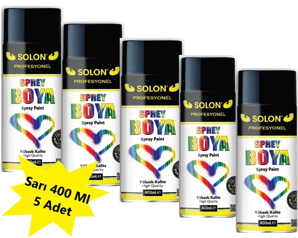 5 Adet Sprey Boya Sarı, 400 Ml ürün görseli 1
