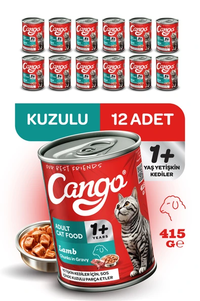 Cango Yetişkin Yaş Kedi Maması Kuzu Etli 415Gr 12Li ürün görseli 1