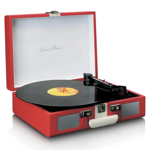 Lenco Classic Phono TT-110 Kırmızı Hoparlörlü Bluetoothlu Pikap Plak Çalar ürün görseli 1