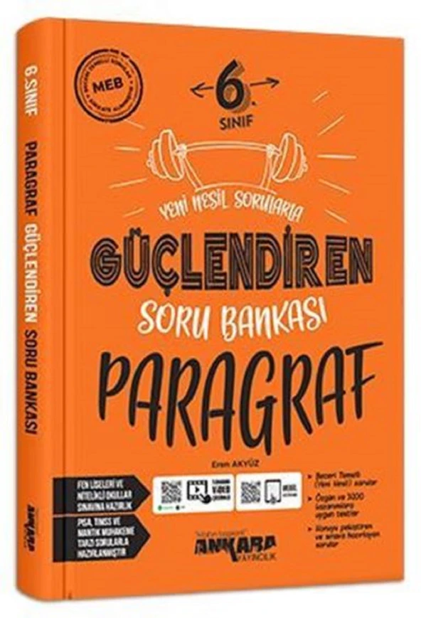 Ankara 6. Sınıf Paragraf Güçlendiren Soru Bankası 2023 ürün görseli 1