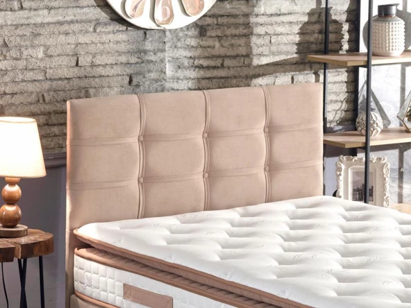 Polo Tek Kişilik Yatak Başlığı - 120 cm Sütlü Kahve Kumaş Başlık ürün görseli 1