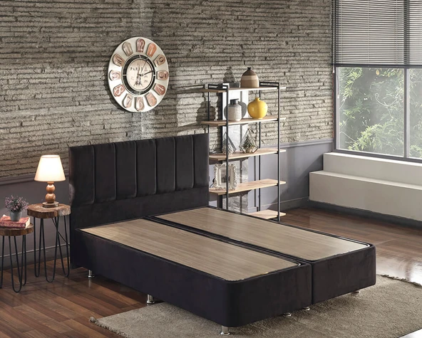 Niron Ela Baza ve Başlık Seti 160x200 cm Çift Kişilik Siyah Kumaş Baza ve Başlığı Silinebilir Soho Kumaş ürün görseli 1