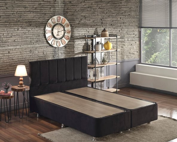 Niron Ela Baza ve Başlık Seti 150x200 cm Çift Kişilik Siyah Kumaş Baza ve Başlığı Silinebilir Soho Kumaş ürün görseli 1