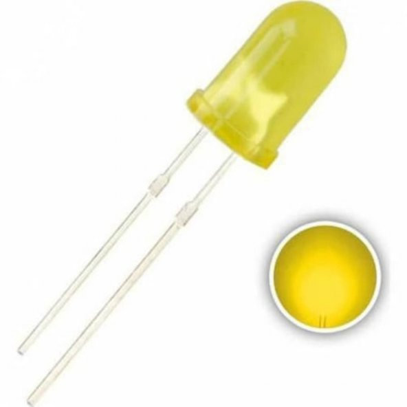 10 Adet - 5mm Diffused Led - Sarı (Yellow) - Arduino, Deney ürün görseli 1