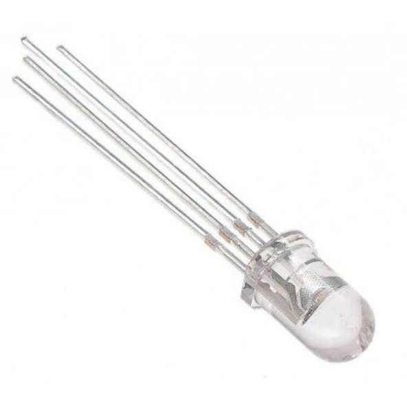 5 Adet - RGB Led 5mm Şeffaf Anot 4 Bacaklı Arduino Raspberry ürün görseli 1