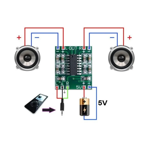 PAM8403 2X3W Stereo Ses Amfilikatörü 5V Mini Amfi Ses Yükseltici - Resim 2