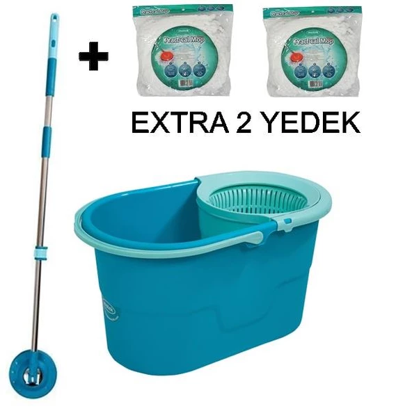Motek Fix Mop Temizlik Kovası Temizlik Seti+Extra 2Ad Yedek Püskül ürün görseli 1