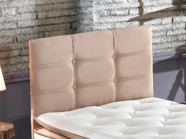 Polo Tek Kişilik Yatak Başlığı - 90 cm Sütlü Kahve Kumaş Başlık ürün görseli 1