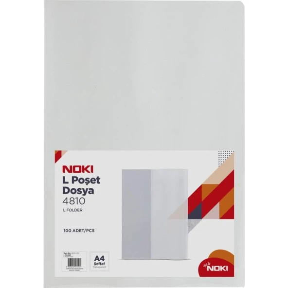 Noki Poşet Dosya L Tipi A4 Şeffaf N-4810 100lü ürün görseli 1