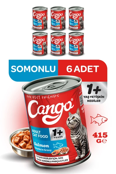 Cango Yetişkin Yaş Kedi Maması Somonlu 415Gr 6Lı ürün görseli 1