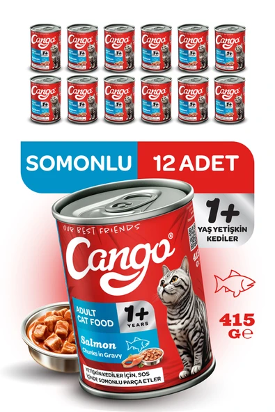 Cango Yetişkin Yaş Kedi Maması Somonlu 415Gr 12Li ürün görseli 1