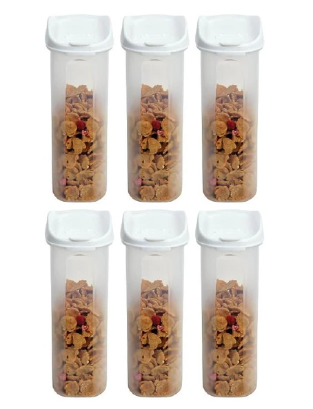 Moonstar Kuru Gıda Bakliyat Saklama Kabı 2,4 LT 6 Lı Set Beyaz-MAS-101 ürün görseli 1