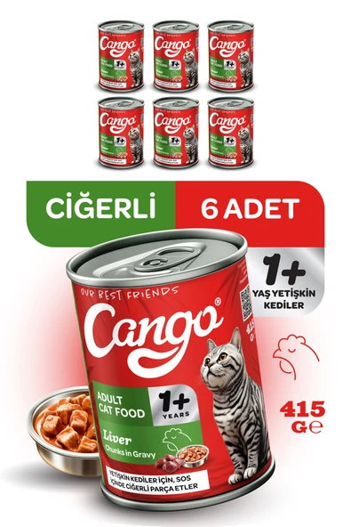 Cango Yetişkin Yaş Kedi Maması Ciğerli 415Gr 6Lı ürün görseli 1
