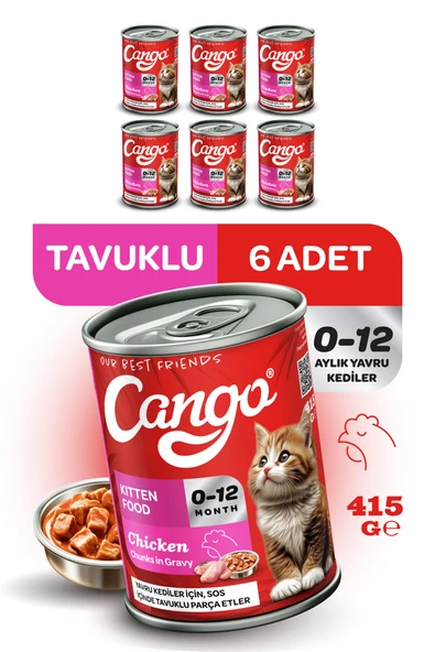 Cango Yavru Yaş Kedi Maması Tavuklu 415Gr 6Lı ürün görseli 1