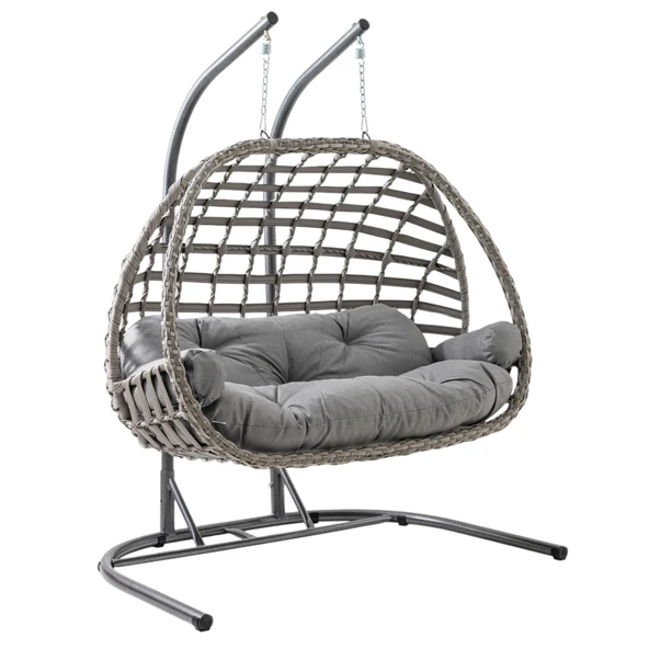 Capri Swing Oylat Çiftli Rattan Bahçe Salıncağı | Balkon Salıncağı ürün görseli 1