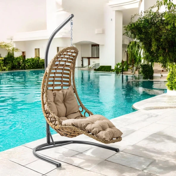 Capri Swing Bodrum Tekli Rattan Bahçe Salıncağı | Balkon Salıncağı - Resim 7