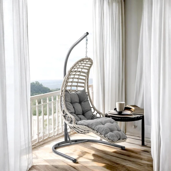 Capri Swing Bodrum Tekli Rattan Bahçe Salıncağı | Balkon Salıncağı - Resim 10