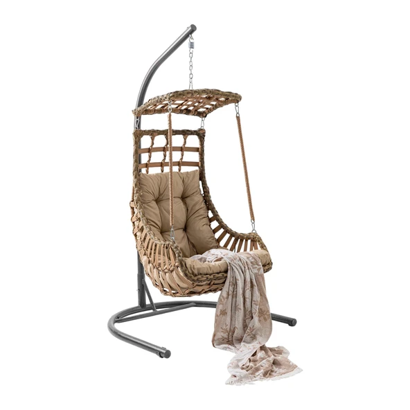Capri Swing Alaçatı Tekli Rattan Bahçe Salıncağı | Balkon Salıncağı ürün görseli 1