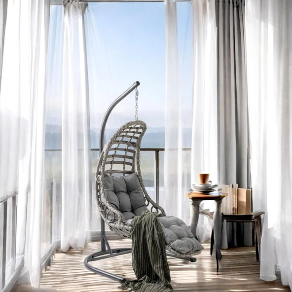 Capri Swing Bodrum Tekli Rattan Bahçe Salıncağı | Balkon Salıncağı - Resim 4