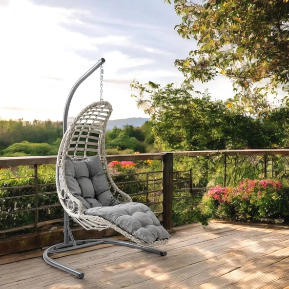 Capri Swing Bodrum Tekli Rattan Bahçe Salıncağı | Balkon Salıncağı - Resim 12