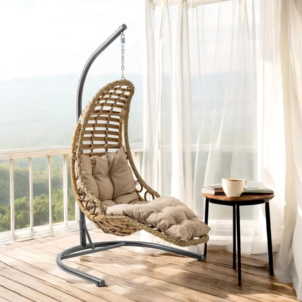 Capri Swing Bodrum Tekli Rattan Bahçe Salıncağı | Balkon Salıncağı - Resim 6