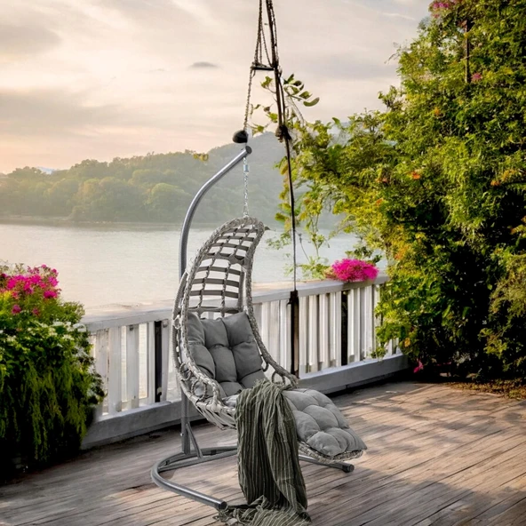 Capri Swing Bodrum Tekli Rattan Bahçe Salıncağı | Balkon Salıncağı - Resim 2