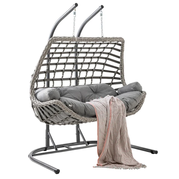 Capri Swing Cunda Çiftli Rattan Bahçe Salıncağı | Balkon Salıncağı ürün görseli 1