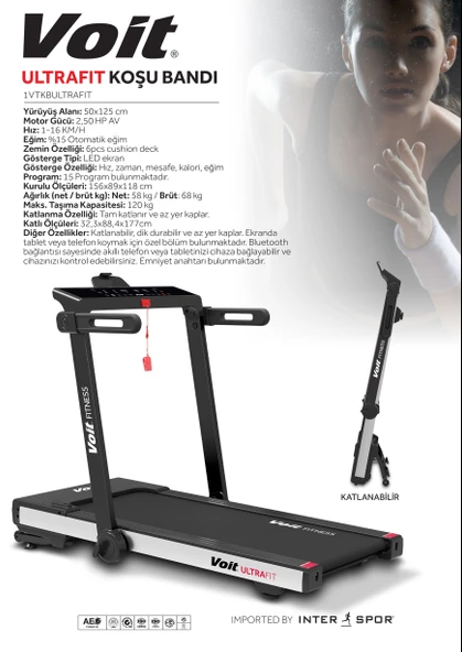 Voit Ultrafit Katlanabilir Koşu Bandı - Resim 3