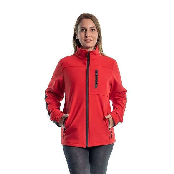 Şensel, Kadın SoftShell Mont, Kırmızı -91E2379- Su İtici ürün görseli 1