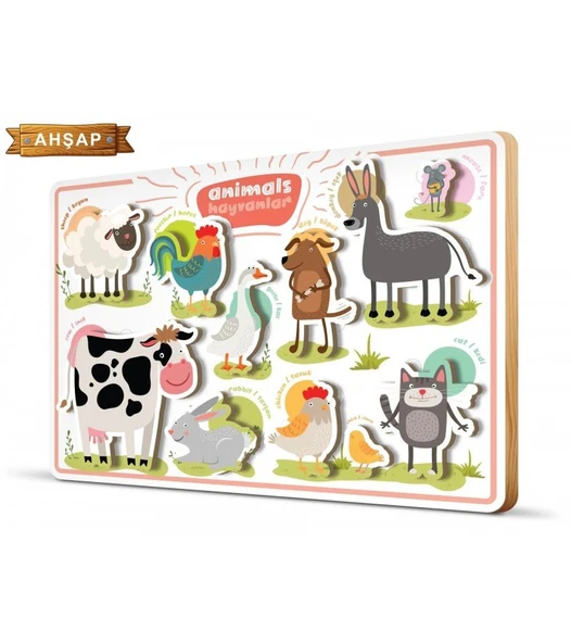 Bebek Eğitici Hayvanlar Ahşap Frame Çerçeve ürün görseli 1