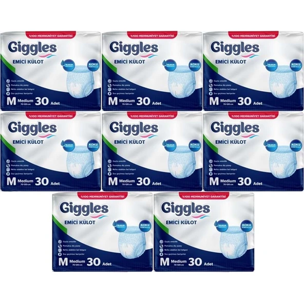 Giggles Yetişkin Bezi Emici Külot M-Orta Medium 240 Adet (8PK*30) ürün görseli 1