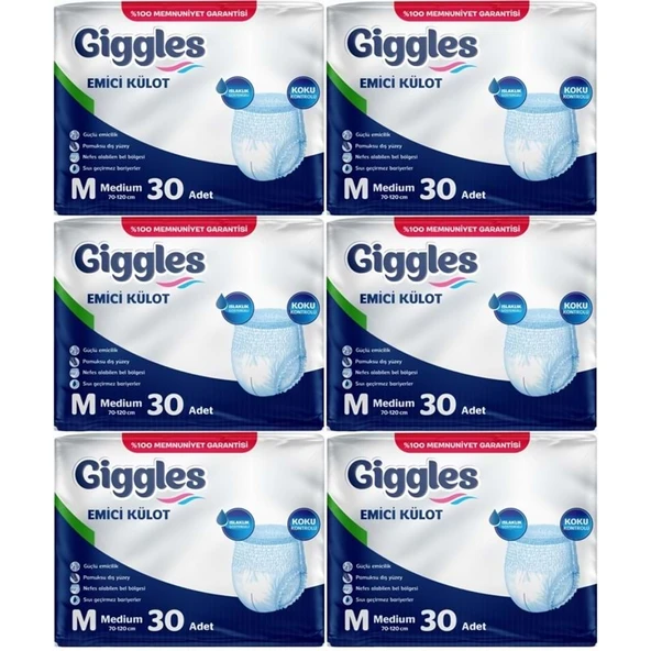 Giggles Yetişkin Bezi Emici Külot M-Orta Medium 180 Adet (6PK*30) ürün görseli 1