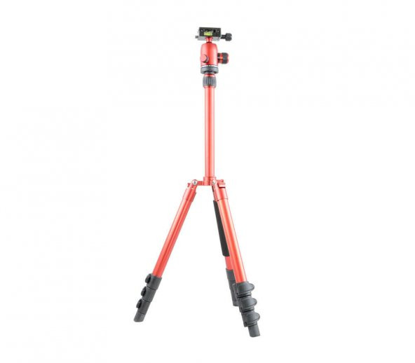 JUSINO X-423S Tripod + BS-08Q Tripod Kafası Kırmızı ürün görseli 1