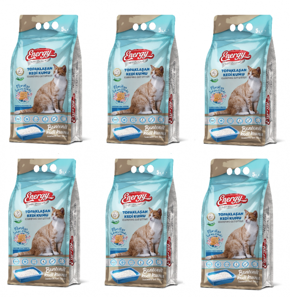Energy Bentonit Kedi Kumu Marsilya Sabunu Kokulu 5 Lt - 6 Paket - Toplam 30 Lt ürün görseli 1