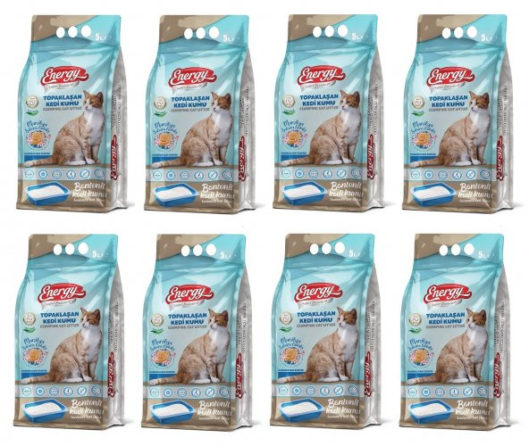 Energy Bentonit Kedi Kumu Marsilya Sabunu Kokulu 5 Lt - 8 Paket - Toplam 40 Lt ürün görseli 1