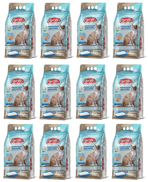 Energy Bentonit Kedi Kumu Marsilya Sabunu Kokulu 5 Lt - 12 Paket - Toplam 60 Lt ürün görseli 1