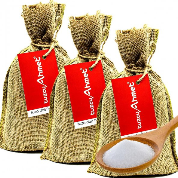Tuzcu Ahmet 3 Adet 1 kg Jüt Torbada 100 Kristal Çankırı Kaya Tuzu ürün görseli 1
