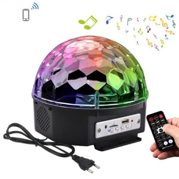 Bluetooth SD AUX USB LED Disco Lamba Topu SpeakerX - Resim 2