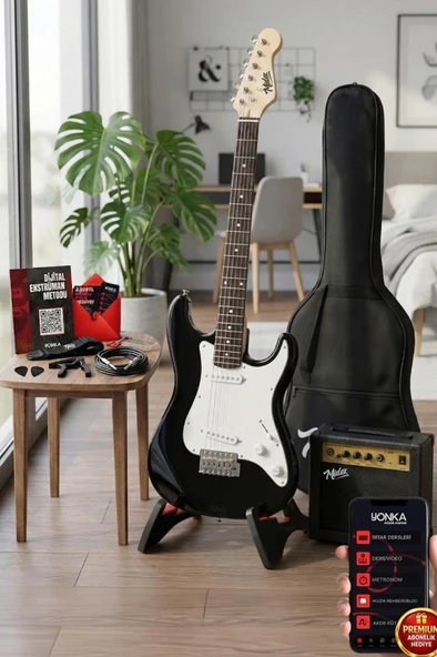 Midex CEG-36BK 8-12 Yaş Çocuklar İçin Amfili Full 3/4 36 İnç Elektro Gitar Seti White Black ürün görseli 1