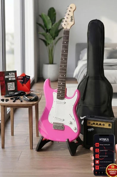 Midex CEG-36PK 8-12 Yaş Çocuklar İçin Amfili Full 3/4 36 İnç Elektro Gitar Seti Pembe ürün görseli 1