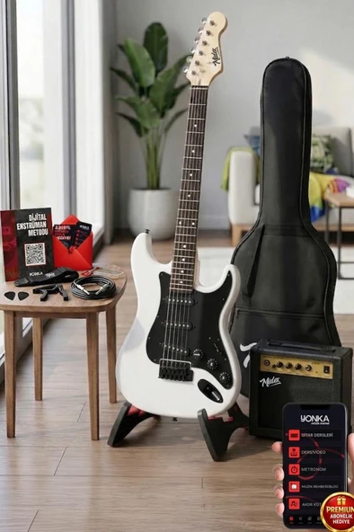 Midex CEG-36WH 8-12 Yaş Çocuklar İçin Amfili Full 3/4 36 İnç Elektro Gitar Seti White ürün görseli 1