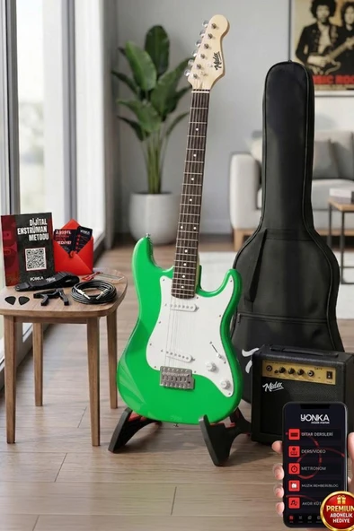 Midex CEG-36GR 8-12 Yaş Çocuklar İçin Amfili Full 3/4 36 İnç Elektro Gitar Seti Yeşil ürün görseli 1