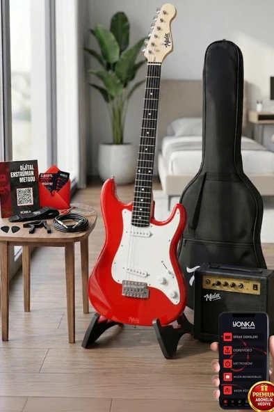 Midex CEG-36RD 8-12 Yaş Çocuklar İçin Amfili Full 3/4 36 İnç Elektro Gitar Seti Kırmızı ürün görseli 1