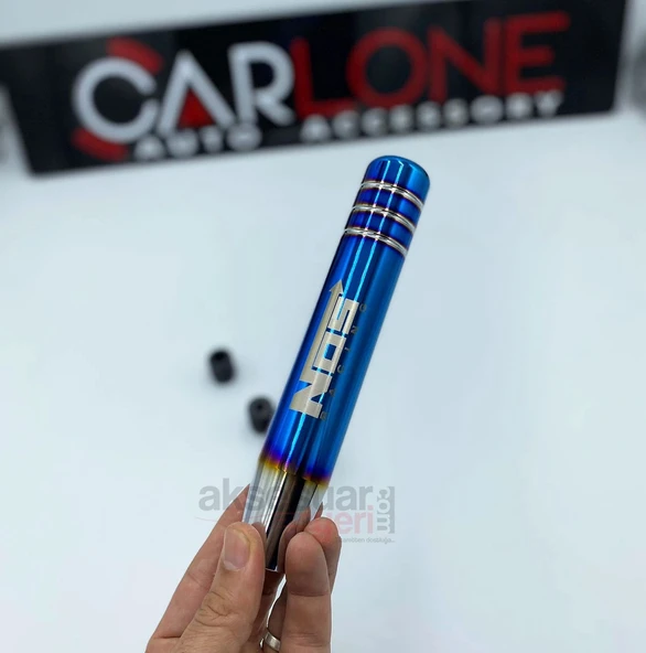 Drift-Drag Nos Logolu MAVİ-GÜMÜŞ Renk Sert Metal Malzeme Süper Lüx Vites Topuzu ürün görseli 1