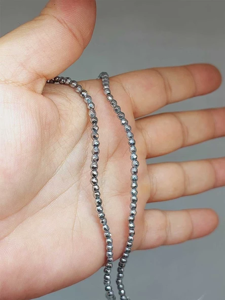 Hematit Taşı Faset Kesim 3mm Dizi (52430) ürün görseli 1