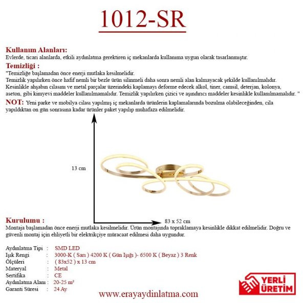 Eray Aydınlatma 1012-SR Sarı Led Avize - Resim 3