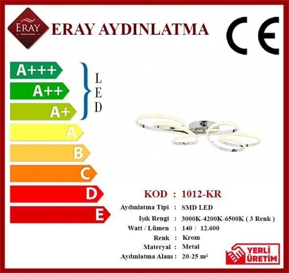 Eray Aydınlatma 1012-KR Krom  Led Avize - Resim 4