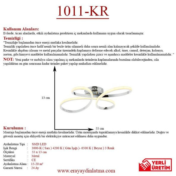 Eray Aydınlatma 1011-KR Krom Led Avize - Resim 4